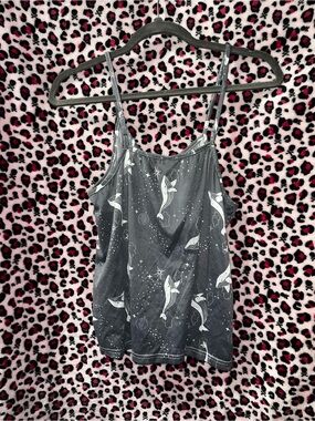 Gray Whale Print Spaghetti Strap Tank Top